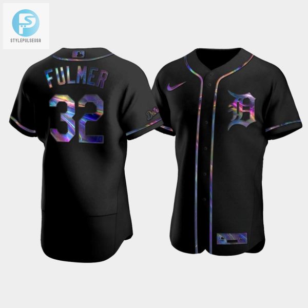 Mens Detroit Tigers Michael Fulmer 32 Black Golden Edition Holographic Jersey stylepulseusa 1