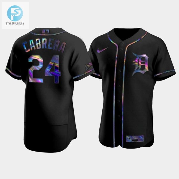 Mens Detroit Tigers Miguel Cabrera 24 Black Golden Edition Holographic Jersey stylepulseusa 1