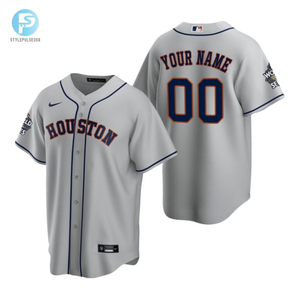 Mens Houston Astros Custom 00 Gray 202223 World Series Jersey stylepulseusa 1