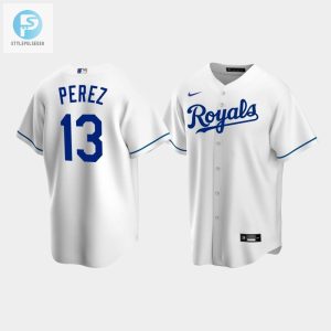 Mens Kansas City Royals 13 Salvador Perez White Home Jersey stylepulseusa 1 1