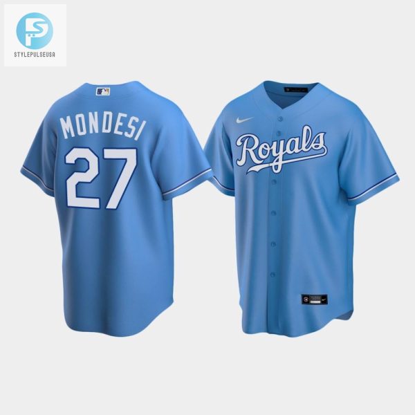 Mens Kansas City Royals 27 Adalberto Mondesi Light Blue Alternate Jersey stylepulseusa 1