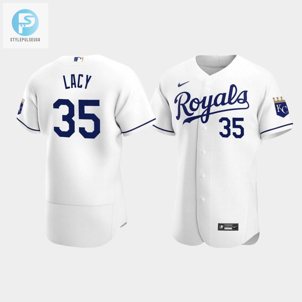 Mens Kansas City Royals 35 Asa Lacy White Home Jersey 