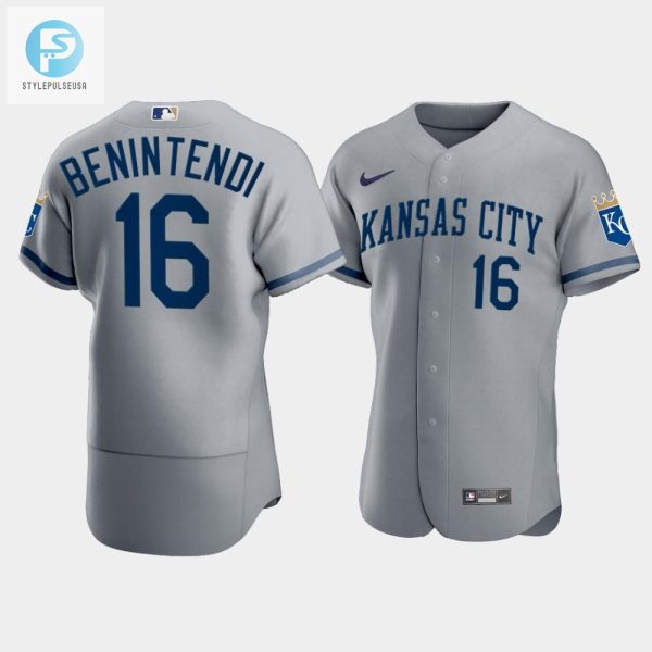 Mens Kansas City Royals Andrew Benintendi 16 202223 Gray Jersey stylepulseusa 1