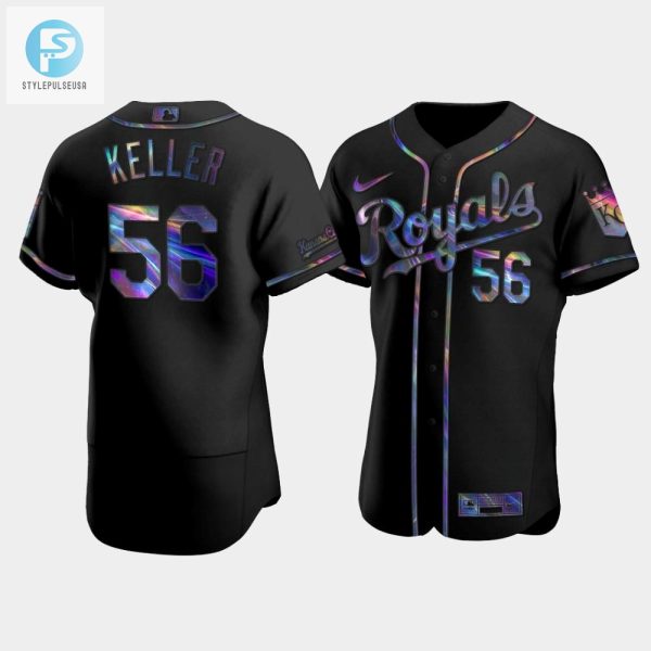 Mens Kansas City Royals Brad Keller 56 Black Golden Edition Holographic Jersey stylepulseusa 1