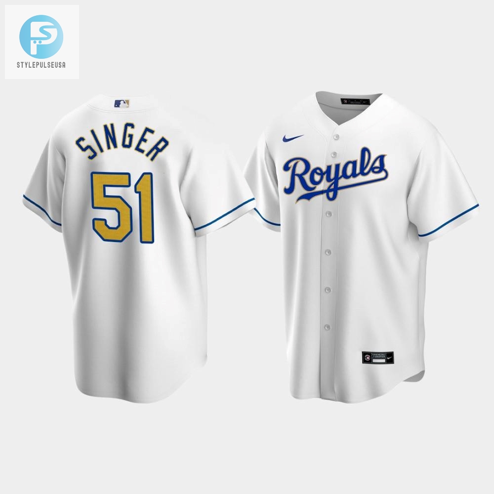 Mens Kansas City Royals Brady Singer 51 White Home Cool Base Jersey 