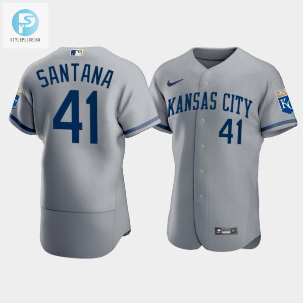 Mens Kansas City Royals Carlos Santana 41 202223 Gray Jersey stylepulseusa 1