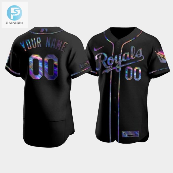 Mens Kansas City Royals Custom Black Golden Edition Holographic Jersey stylepulseusa 1