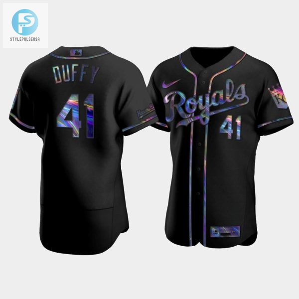 Mens Kansas City Royals Danny Duffy 41 Black Golden Edition Holographic Jersey stylepulseusa 1