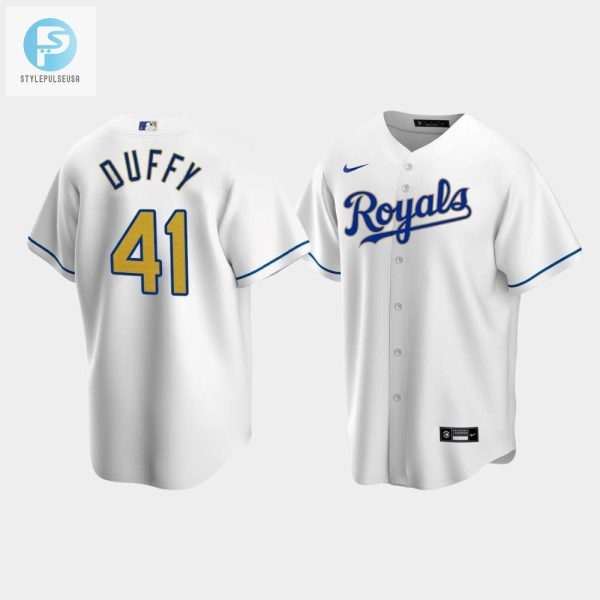 Mens Kansas City Royals Danny Duffy 41 White Home Cool Base Jersey stylepulseusa 1