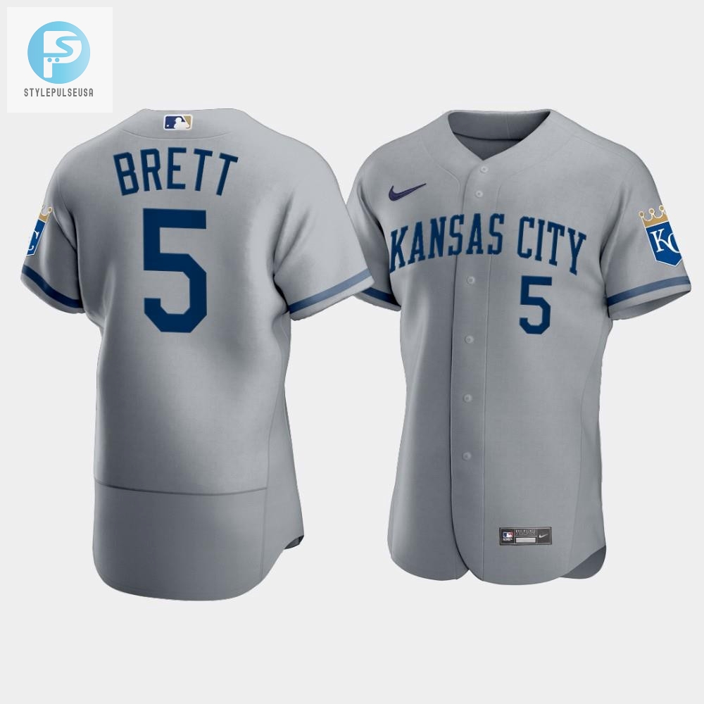 Mens Kansas City Royals George Brett 5 202223 Gray Jersey 