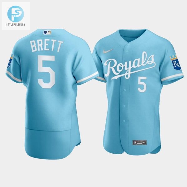 Mens Kansas City Royals George Brett 5 202223 Powder Blue Jersey stylepulseusa 1