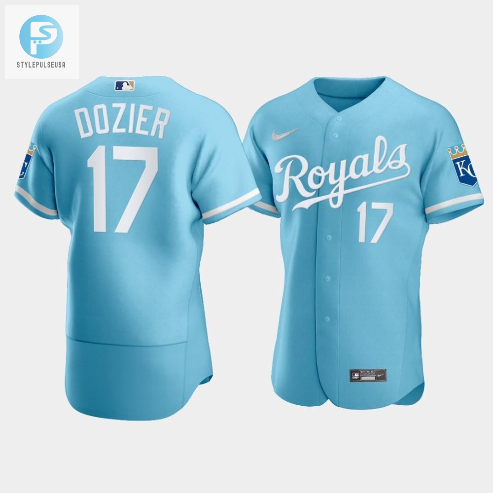 Mens Kansas City Royals Hunter Dozier 17 202223 Powder Blue Jersey 