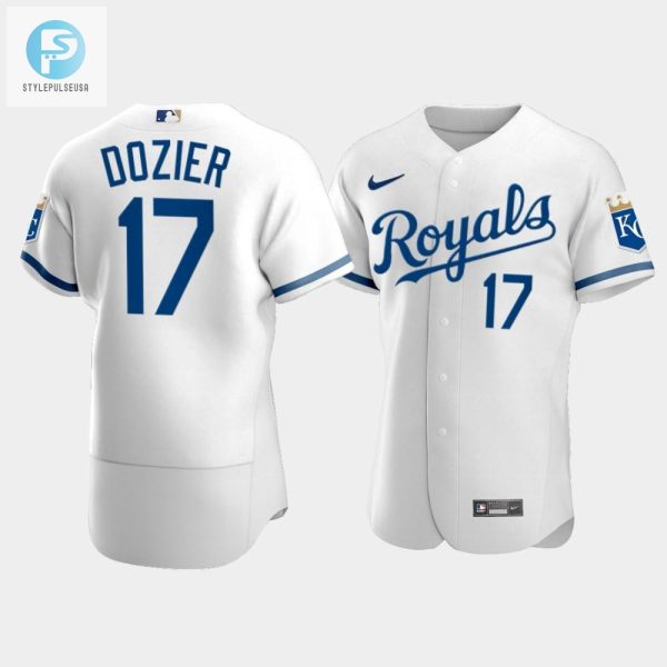 Mens Kansas City Royals Hunter Dozier 17 202223 White Jersey stylepulseusa 1