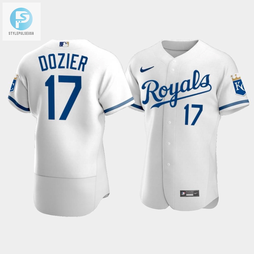 Mens Kansas City Royals Hunter Dozier 17 202223 White Jersey 