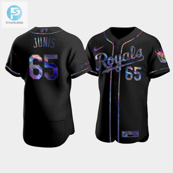 Mens Kansas City Royals Jakob Junis 65 Black Golden Edition Holographic Jersey stylepulseusa 1 1