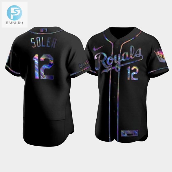 Mens Kansas City Royals Jorge Soler 12 Black Golden Edition Holographic Jersey stylepulseusa 1