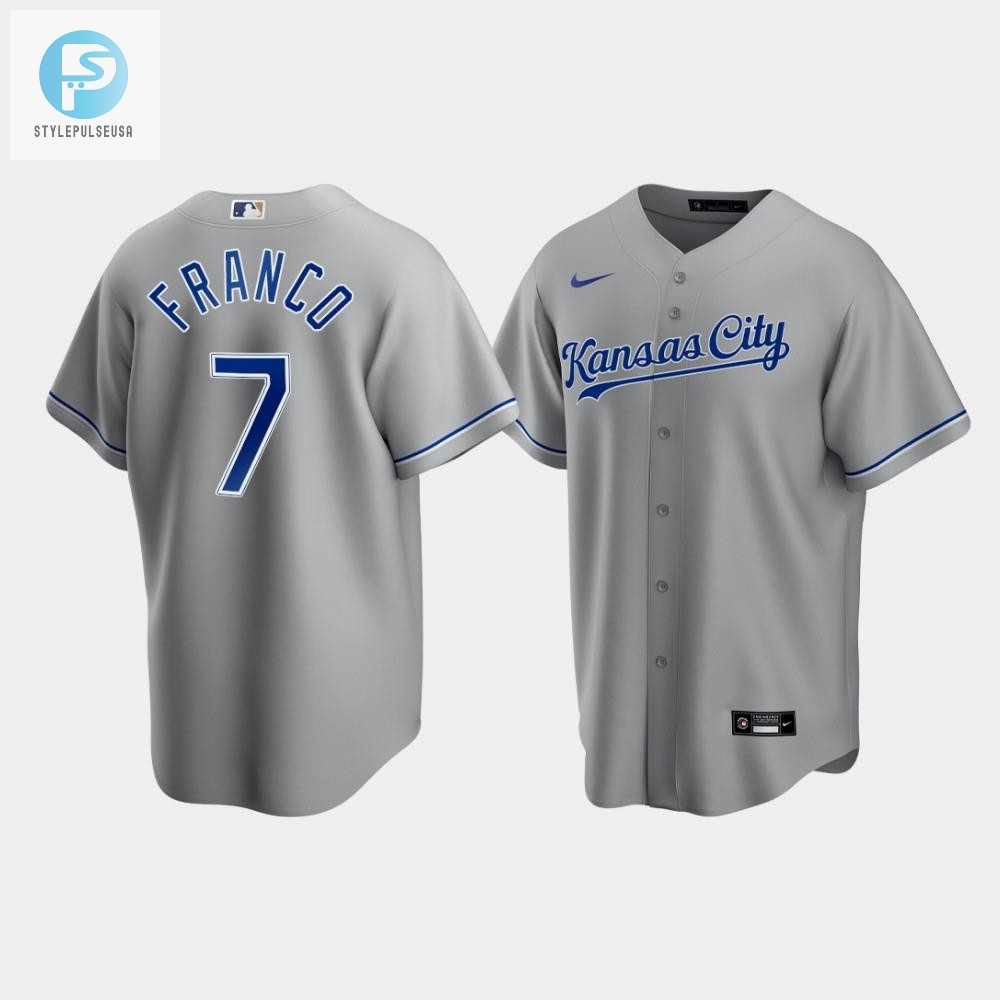 Mens Kansas City Royals Maikel Franco 7 Gray Road Cool Base Jersey stylepulseusa 1