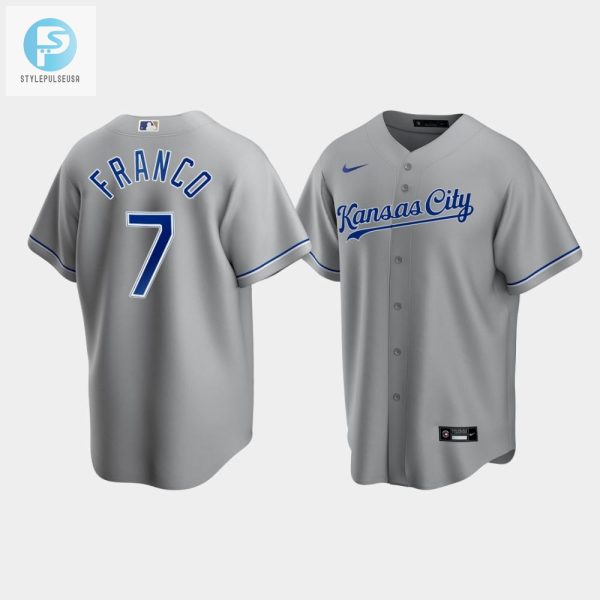 Mens Kansas City Royals Maikel Franco 7 Gray Road Cool Base Jersey stylepulseusa 1 1