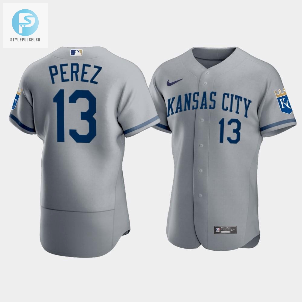 Mens Kansas City Royals Salvador Perez 13 202223 Gray Jersey 