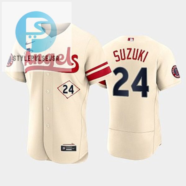 Mens Los Angeles Angels 24 Kurt Suzuki 202223 City Connect Cream Jersey stylepulseusa 1