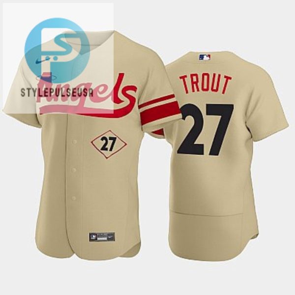 Mens Los Angeles Angels 27 Mike Trout 202223 City Connect Gold Jersey stylepulseusa 1