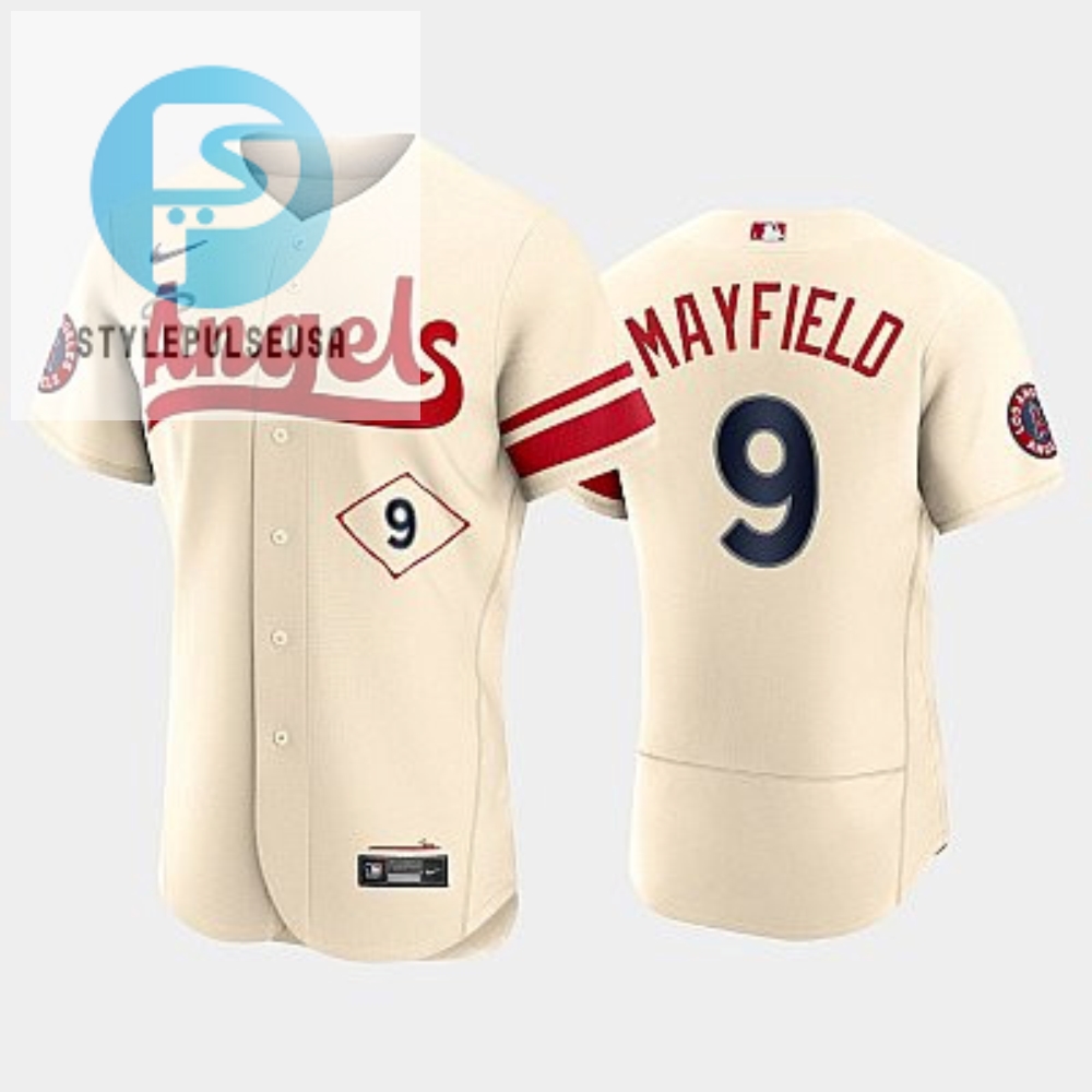 Mens Los Angeles Angels 9 Jack Mayfield 202223 City Connect Cream Jersey 