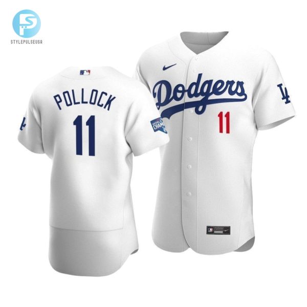 Mens Los Angeles Dodgers A.J. Pollock 11 2020 World Series Champions Home Jersey White stylepulseusa 1