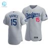 Mens Los Angeles Dodgers Austin Barnes 15 2020 World Series Champions Alternate Jersey Gray stylepulseusa 1