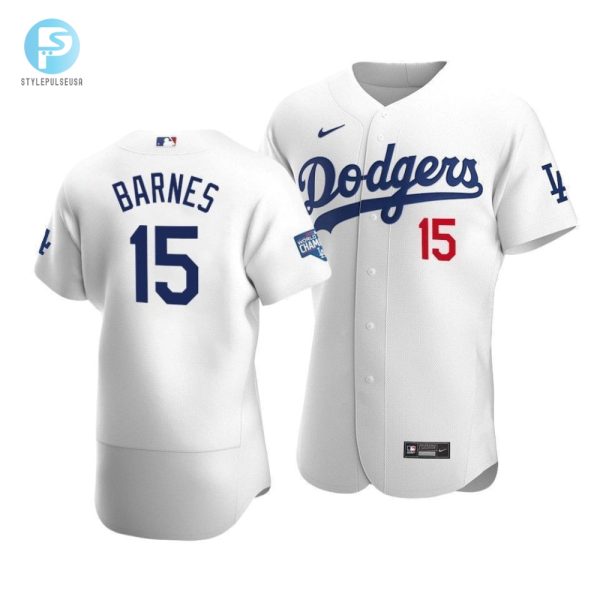 Mens Los Angeles Dodgers Austin Barnes 15 2020 World Series Champions Home Jersey White stylepulseusa 1