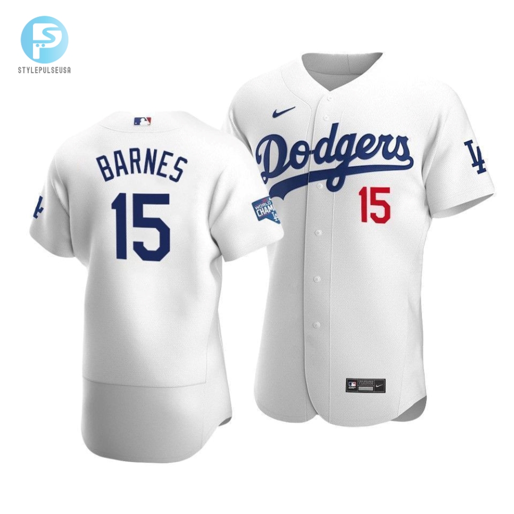 Mens Los Angeles Dodgers Austin Barnes 15 2020 World Series Champions Home Jersey White 