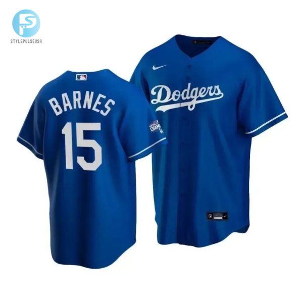 Mens Los Angeles Dodgers Austin Barnes 15 2020 World Series Champions Royal Alternate Jersey stylepulseusa 1