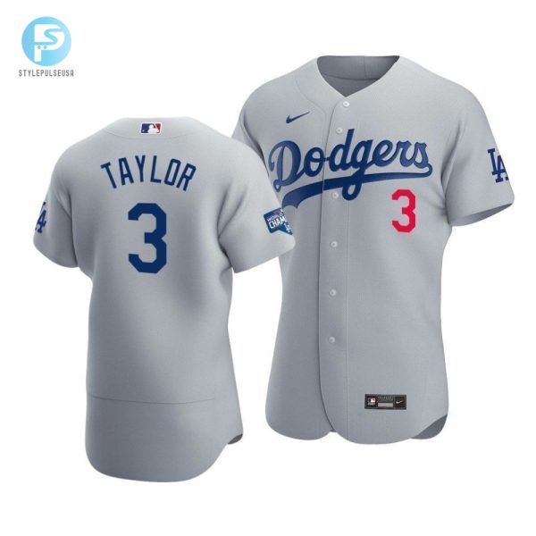 Mens Los Angeles Dodgers Chris Taylor 3 2020 World Series Champions Alternate Jersey Gray stylepulseusa 1