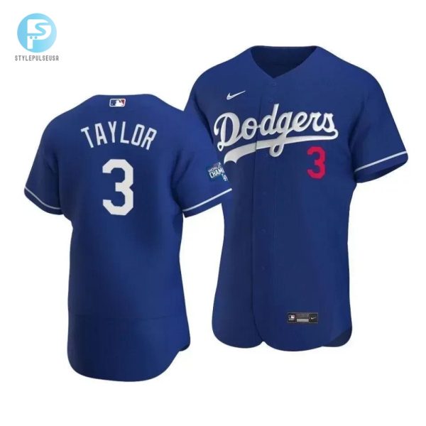 Mens Los Angeles Dodgers Chris Taylor 3 2020 World Series Champions Alternate Jersey Royal stylepulseusa 1