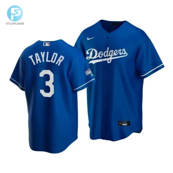 Mens Los Angeles Dodgers Chris Taylor 3 2020 World Series Champions Royal Alternate Jersey stylepulseusa 1