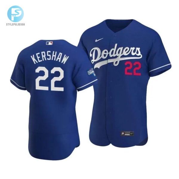 Mens Los Angeles Dodgers Clayton Kershaw 22 2020 World Series Champions Alternate Jersey Royal stylepulseusa 1