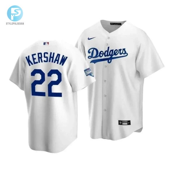 Mens Los Angeles Dodgers Clayton Kershaw 22 2020 World Series Champions White Home Jersey stylepulseusa 1 1