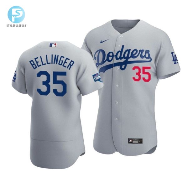 Mens Los Angeles Dodgers Cody Bellinger 35 2020 World Series Champions Alternate Jersey Gray stylepulseusa 1