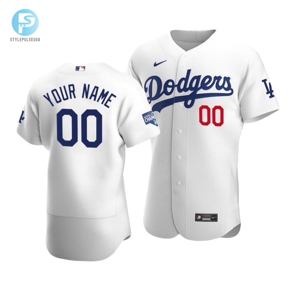 Mens Los Angeles Dodgers Custom 00 2020 World Series Champions Home Jersey White 