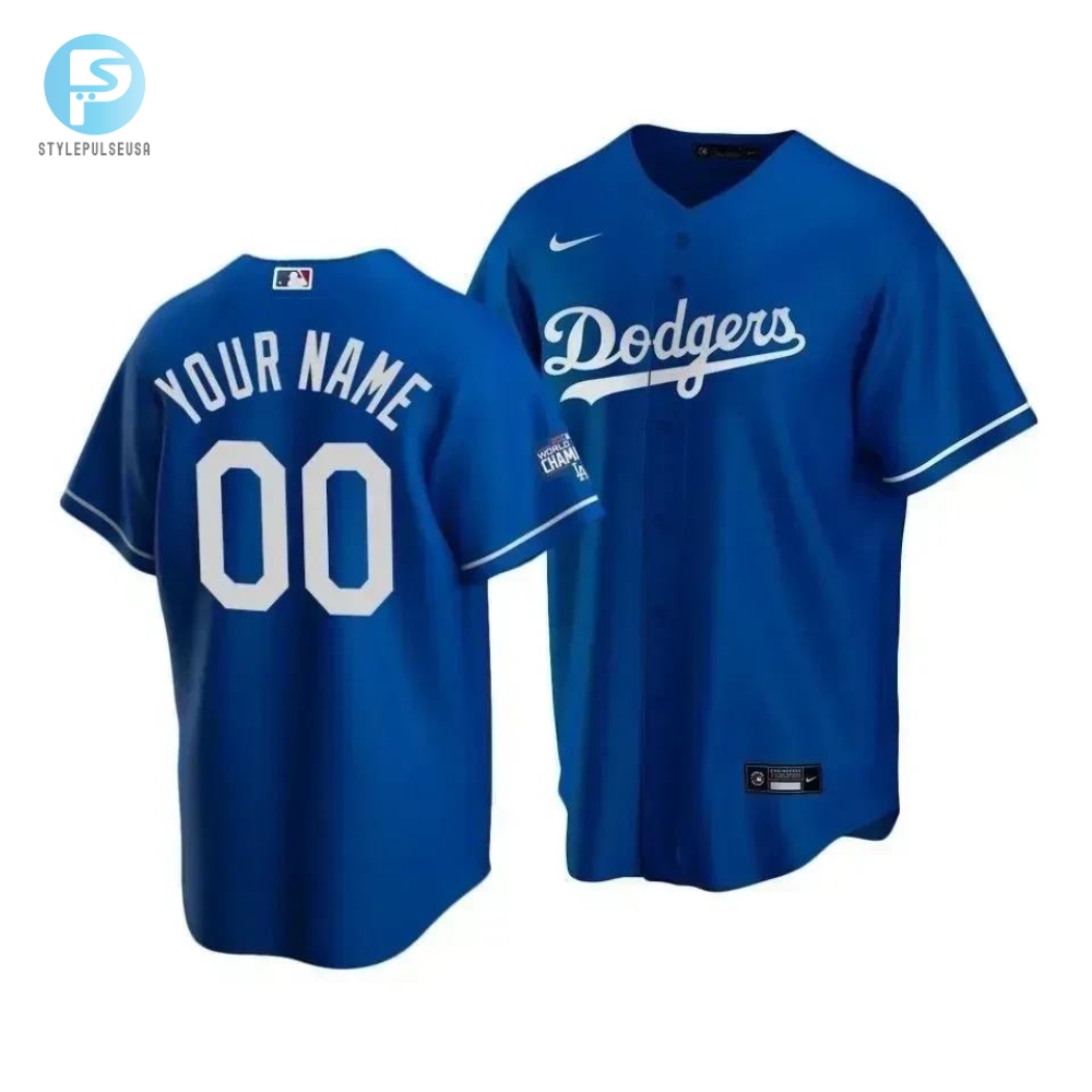 Mens Los Angeles Dodgers Custom 00 2020 World Series Champions Royal Alternate Jersey 