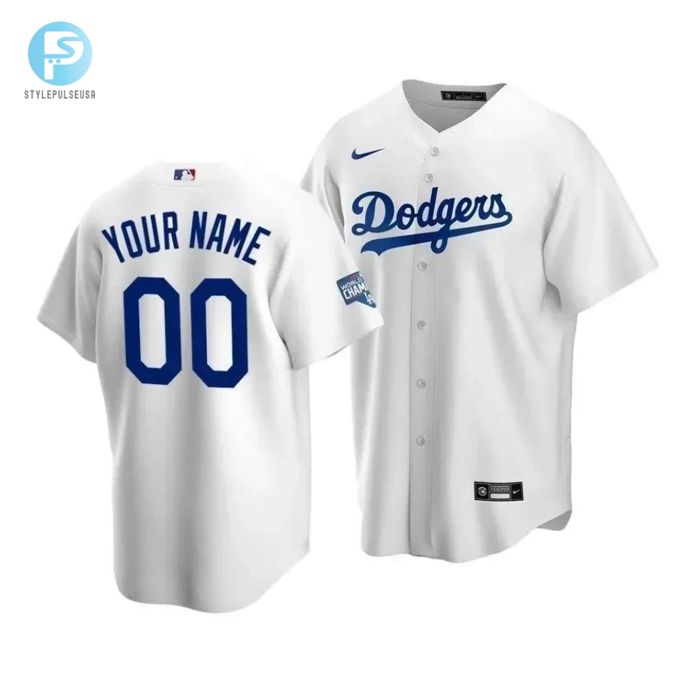 Mens Los Angeles Dodgers Custom 00 2020 World Series Champions White Home Jersey 