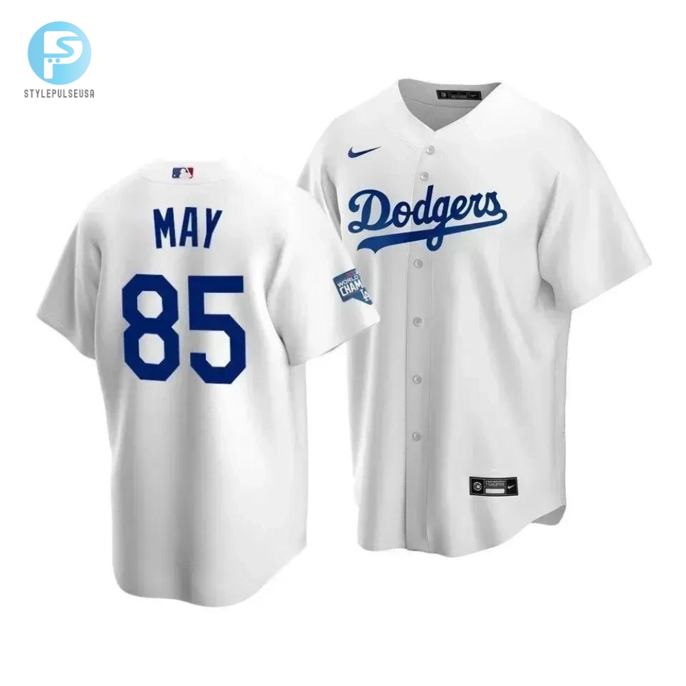 Mens Los Angeles Dodgers Dustin May 85 2020 World Series Champions White Home Jersey 