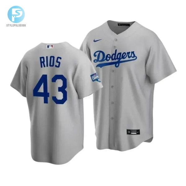 Mens Los Angeles Dodgers Edwin Rios 43 2020 World Series Champions Gray Alternate Jersey stylepulseusa 1