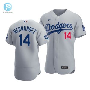 Mens Los Angeles Dodgers Enrique Hernandez 14 2020 World Series Champions Alternate Jersey Gray stylepulseusa 1 1