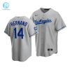 Mens Los Angeles Dodgers Enrique Hernandez 14 2020 World Series Champions Gray Road Jersey stylepulseusa 1