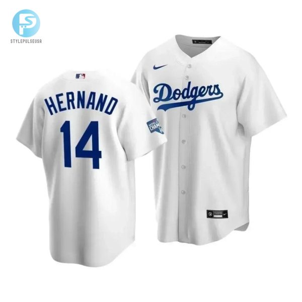 Mens Los Angeles Dodgers Enrique Hernandez 14 2020 World Series Champions White Home Jersey stylepulseusa 1