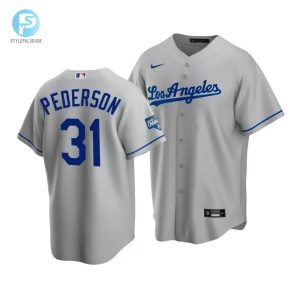 Mens Los Angeles Dodgers Joc Pederson 31 2020 World Series Champions Gray Road Jersey stylepulseusa 1 1