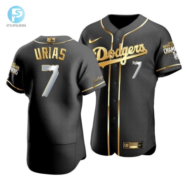 Mens Los Angeles Dodgers Julio Urias 7 2020 World Series Champions Golden Jersey Black stylepulseusa 1 1