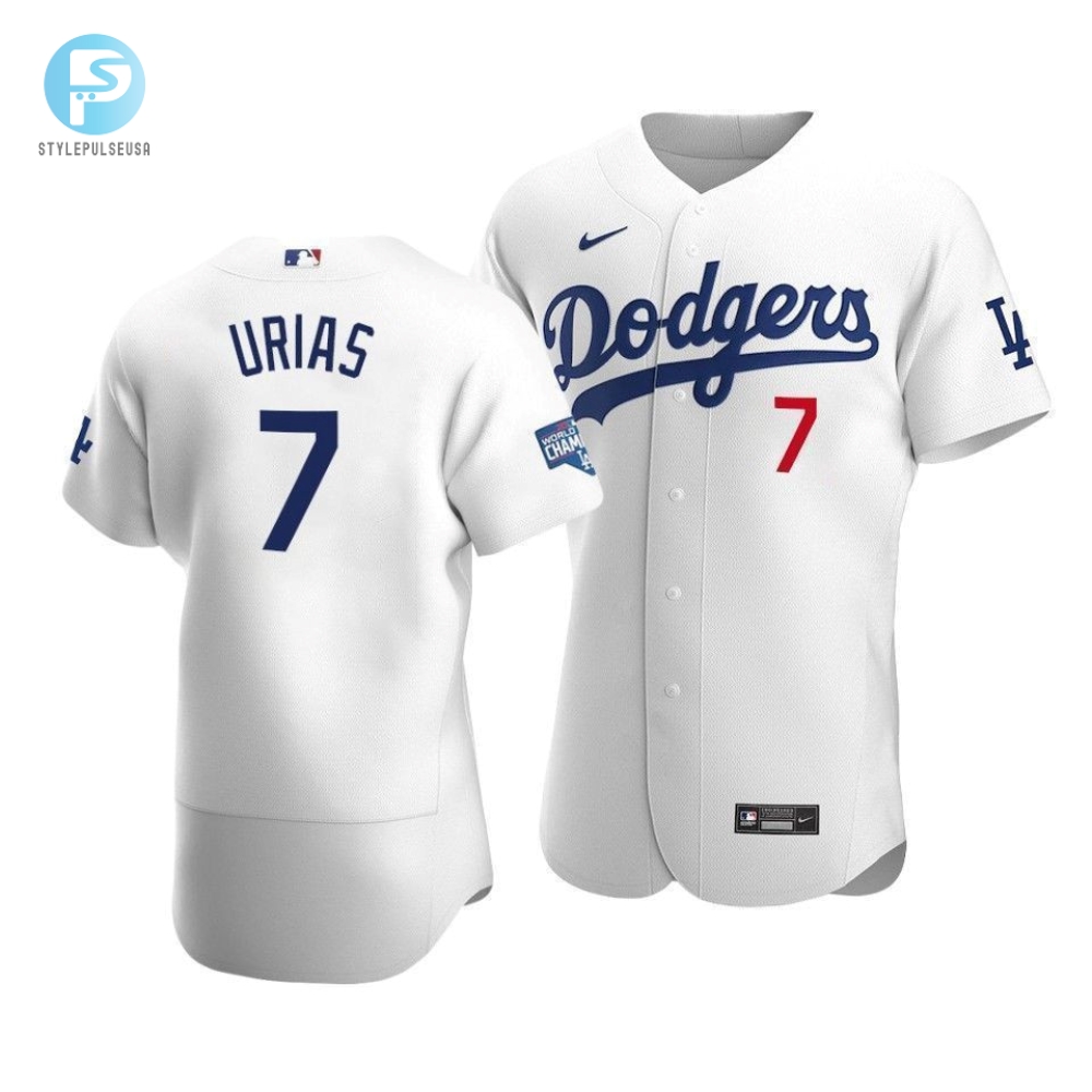 Mens Los Angeles Dodgers Julio Urias 7 2020 World Series Champions Home Jersey White 