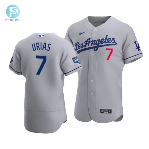 Mens Los Angeles Dodgers Julio Urias 7 2020 World Series Champions Road Jersey Gray stylepulseusa 1