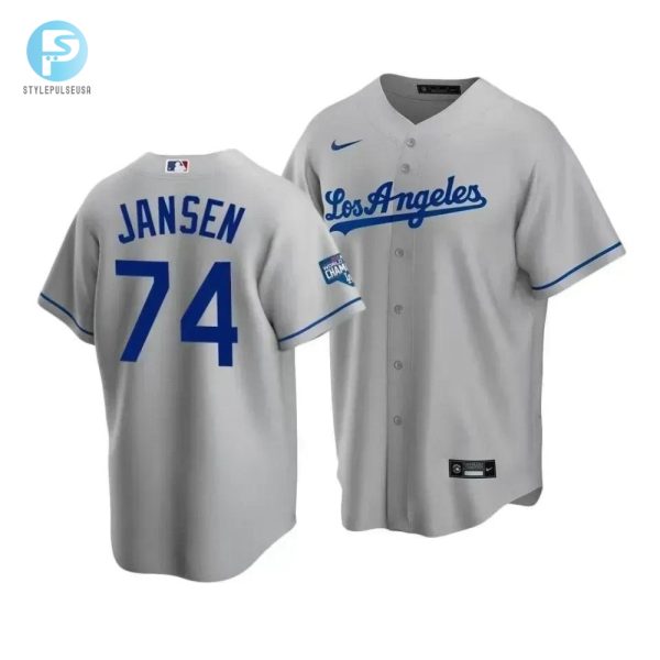 Mens Los Angeles Dodgers Kenley Jansen 74 2020 World Series Champions Gray Road Jersey stylepulseusa 1